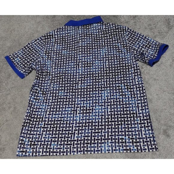 Robert Graham Polo Shirt Mens Large Blue Geometric Pattern Short Sleeve Pullover - Picture 6 of 10